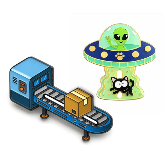 Custom Sliding Lapel Pins - Custom interactive lapel pin featuring a smooth sliding mechanism.