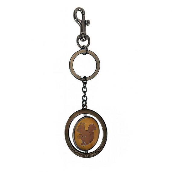 black-plated metal spinning keychain with lobster clip hook