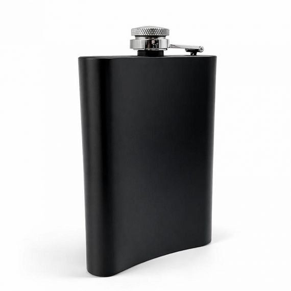 Customized slim matte black pocket hip flask, food grade stainless steel leak-proof liquor bottle with professional OEM factory supply.