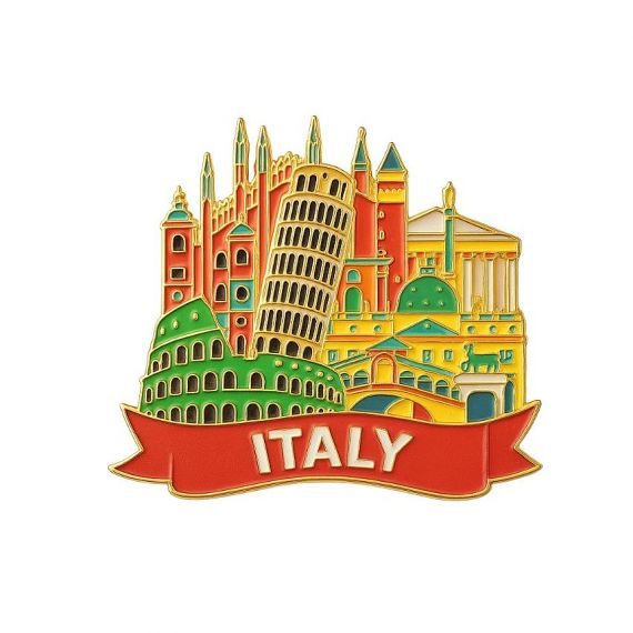 Italy landmark enamel pin featuring iconic architecture