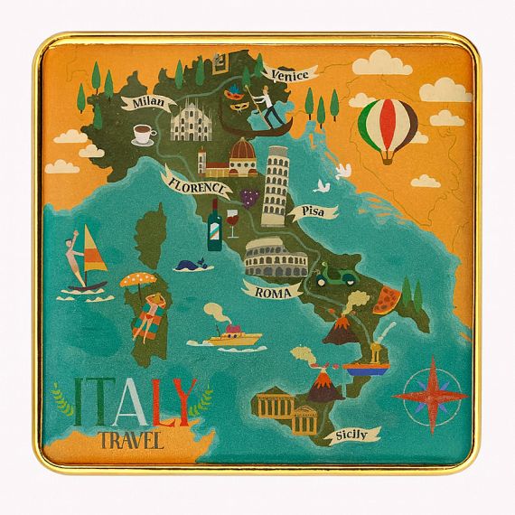 Custom Italy travel map printing gold-plated souvenir lapel pin
