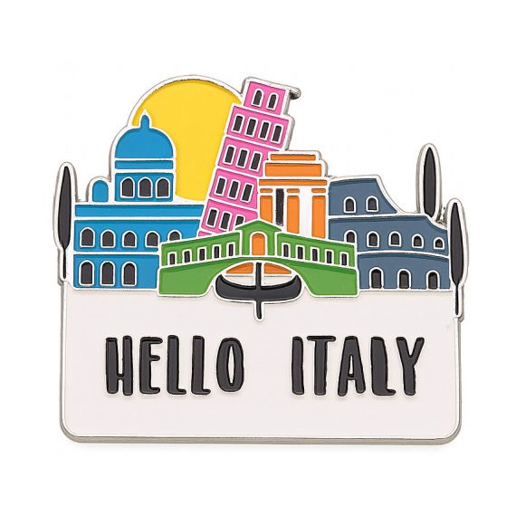 Custom Hello Italy souvenir landmark enamel lapel pin