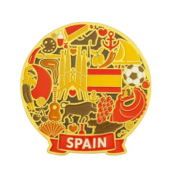 Custom Spain souvenir gold-plated enamel lapel pin