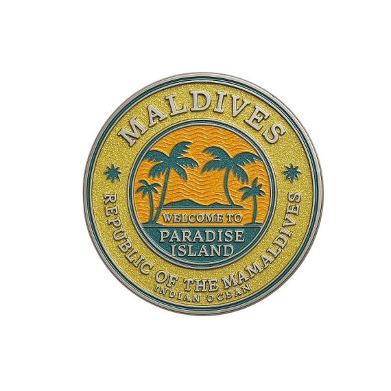 Custom Maldives Paradise Island souvenir enamel lapel pin