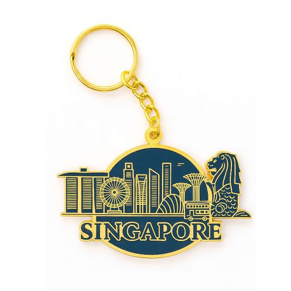 metal Singapore souvenir Merlion landmarks keychain