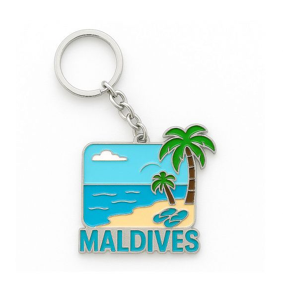 tropical beach palm tree Maldives souvenir keychain