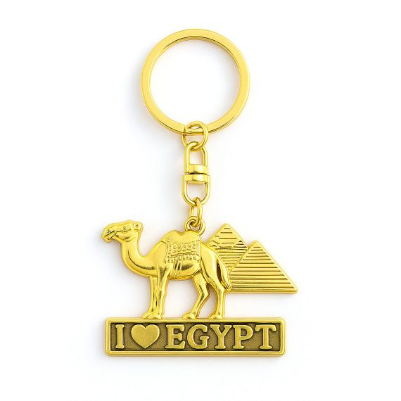 Egypt souvenir gold metal camel pyramids keychain