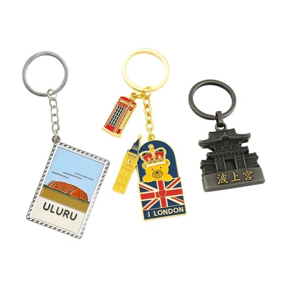 Custom Tourist Souvenir Keychains - custom made metal enamel travel souvenir keychains