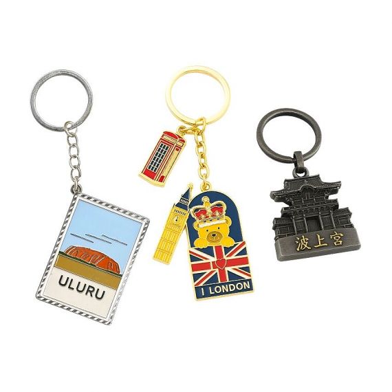 Custom Tourist Souvenir Keychains - custom made metal enamel travel souvenir keychains