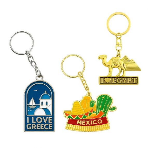custom metal enamel keychains for travel souvenir