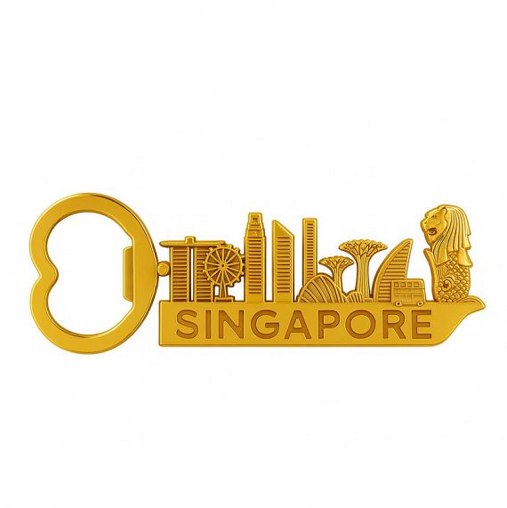 gold Singapore travel souvenir bottle opener