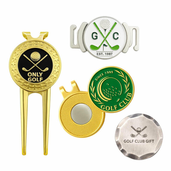 Custom Golf Accessories - Premium metal golf accessories including custom magnetic ball markers and divot repair tools; Vietnam factory direct, 100pcs minimum.