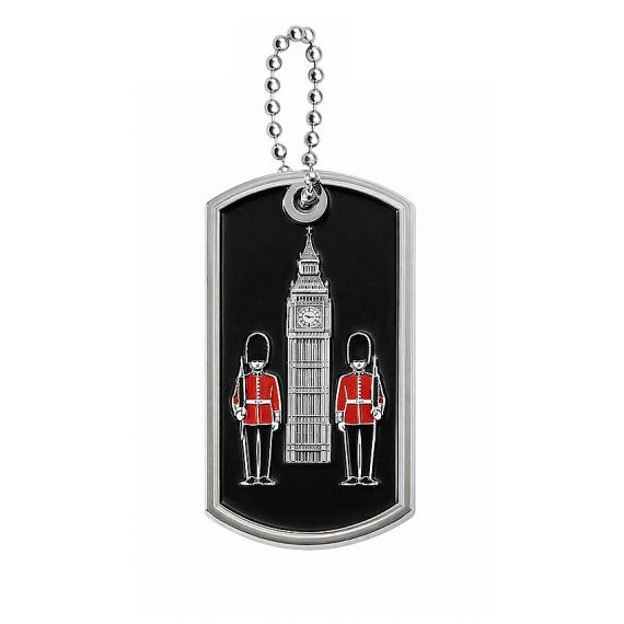 Zinc alloy silver plated dog tag with soft enamel London 3D design
