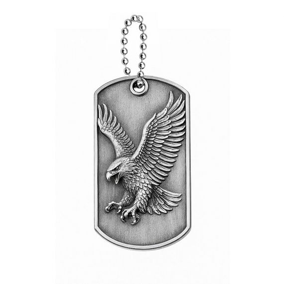 Antique silver eagle 3D zinc alloy tag