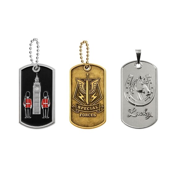 Zinc Alloy Military ID Dog Tags - Custom zinc alloy metal ID dog tags with 3D designs