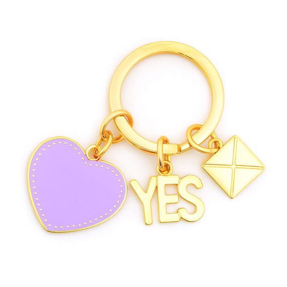 Zinc alloy heart and charm enamel keychain