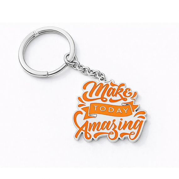 Silver plated Zinc alloy "Make Today Amazing" words enamel keychain