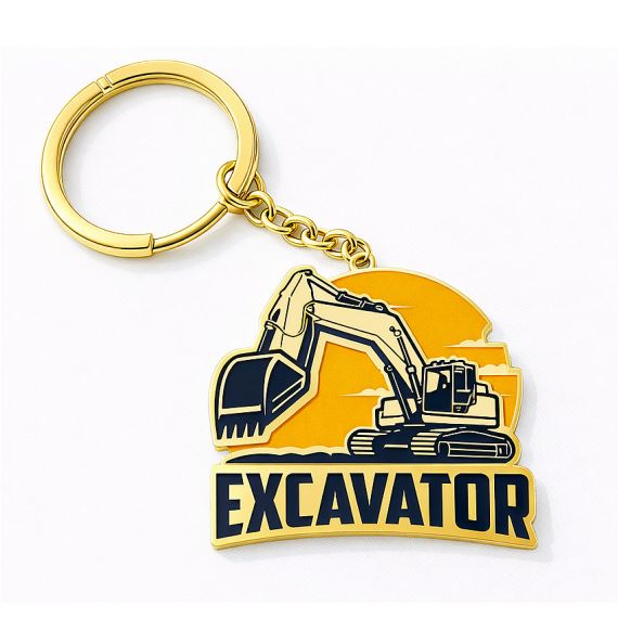 Durable zinc alloy keychain with an excavator design for heavy machinery enthusiast