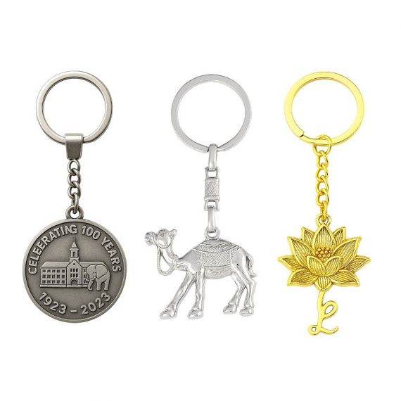 Zinc Alloy Keychains without Colors - Custom Zinc Alloy Keychains with Engraved and Cutout Shape Designs