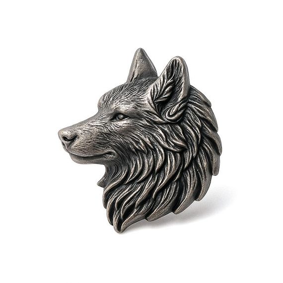customized 3D zinc alloy wolf head pin