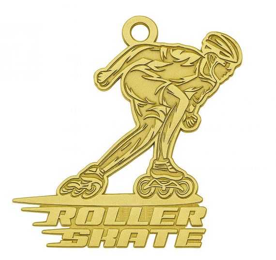 Zinc alloy embossed athlete roller skate medal without color