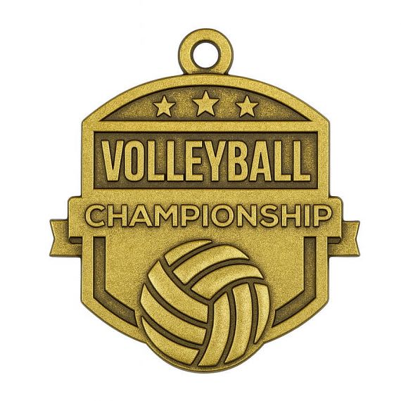 Zinc alloy embossed logo volleyball championship medal