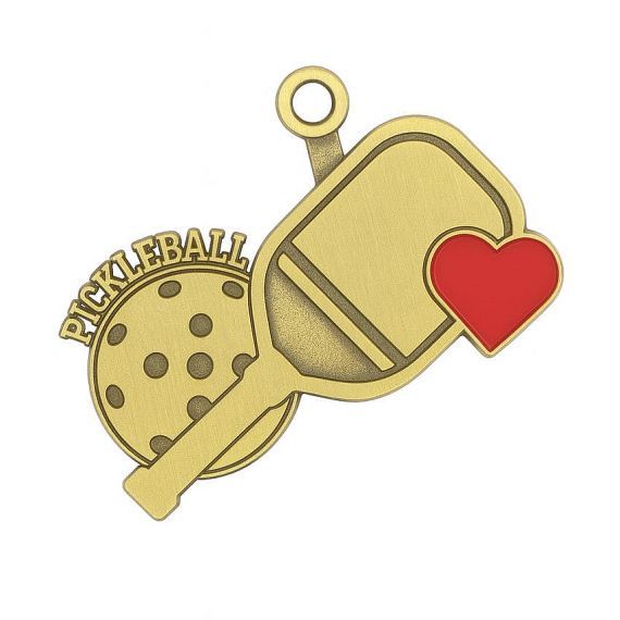 Antique gold zinc alloy pickleball award medal
