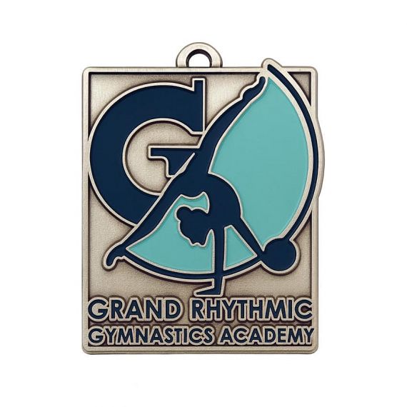Antique silver zinc alloy Grand Rhythmic Academy gymnastics medal