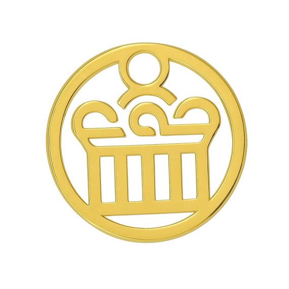 Gold-plated zinc alloy shopping cart trolley coin with a cutout design