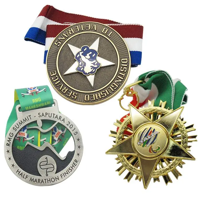 A collection of custom military medals showcasing intricate designs and craftsmanship by Jin Jumbo.