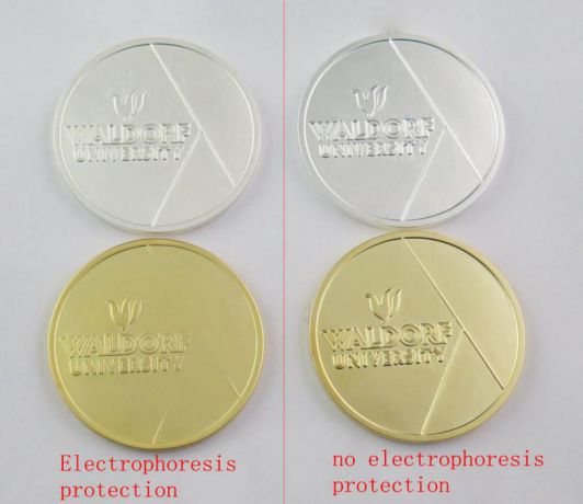 Comparison of metal objects with and without electrophoresis protection, highlighting the enhanced finish and durability.