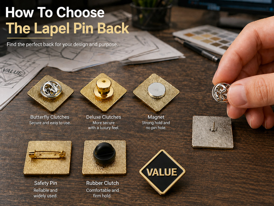 Pin Con Cómo elegir el respaldo del pin de solapa | Jin Jumbo Regalos de metal ...
