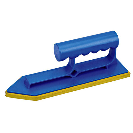 Blue one-piece plastic handle foam float for tile cleaning, wiping, and post-installation finishing.