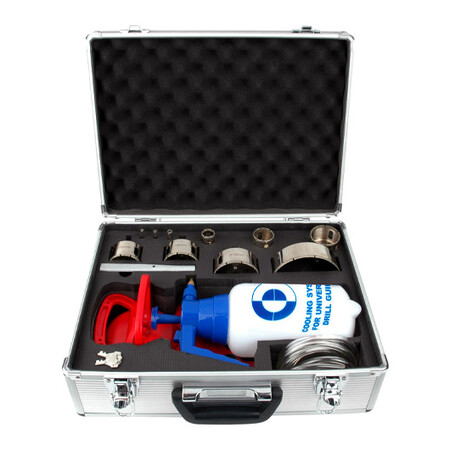 14 Pcs/Set 鑽石挖孔器組合 - 鑽石挖孔器套裝組,包含14件不同的工具。包裝在一個精美的鋁製工具箱中,滿足您所有的鑽孔需求。套裝包含挖孔器、挖孔座、冷卻系統和硬質合金銼刀。