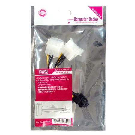 Преобразуйте Molex 4-pin питание для подачи питания на видеокарту через 6-pin разъем.
