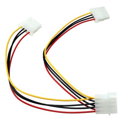 4-पिन से 2 x 4-पिन Molex पावर स्प्लिटर - एक से दो पावर केबल, Molex 4-पिन एक से दो पावर केबल, सॉकेट की संख्या बढ़ाता है।