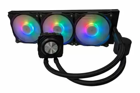 Enfriador de CPU líquido universal, diseño de radiador de 360 mm, TDP300W - Enfriador de CPU líquido integrado con bomba separada, equipado con 3 ventiladores DC ARGB Sync de alta eficiencia.