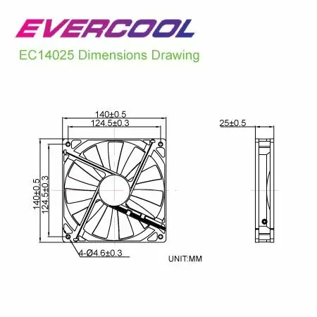 Especificaciones de tamaño del ventilador DC PWM de alta calidad de EVERCOOL.