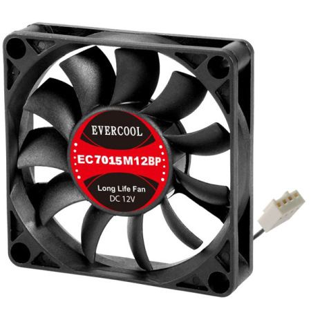 Tamaño del ventilador DC PWM de 12V: 70mm x 70mm x 15mm - EVERCOOL Ventilador DC PWM de bajo ruido de 70mm x 70mm x 15mm