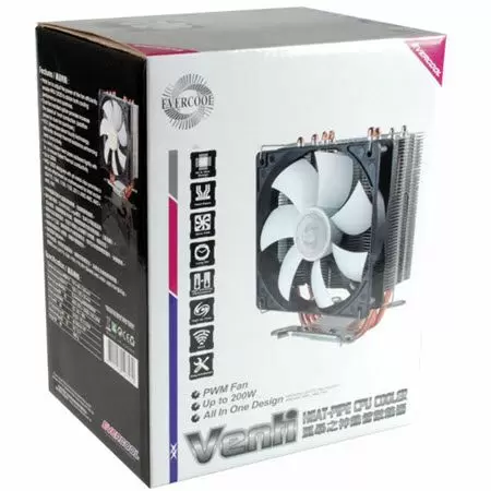 高效能Venti 4熱管散熱器盒裝,最高解熱效率180W。