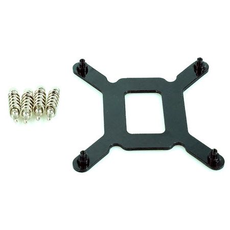 產品配件為LGA1700-ES金屬背板與彈簧螺絲,裝配可加強散熱器與CPU貼合性,金屬背板有貼絕緣貼膜保護。