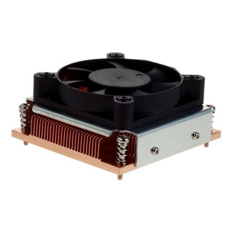 مبرد وحدة المعالجة المركزية منخفض الارتفاع INTEL Socket G2 rPGA 988، 989، 946، قدرة تبديد الحرارة 45 واط - مشتت حراري عالي الكثافة مصنوع بالكامل من النحاس مع مروحة مزودة بمحامل EL الحصرية، تتميز بانخفاض الضوضاء وارتفاع المتانة، مما يحقق كفاءة قصوى لتبديد الحرارة تصل إلى 45 واط