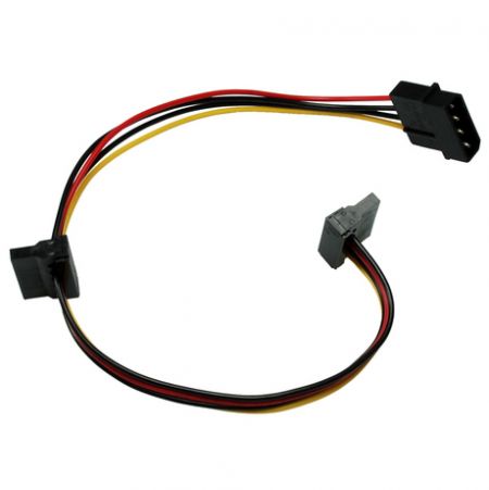 Convert Molex 4-pin to 2 SATA 15-pin Cables (Cable Length 30cm) - Power adapter extension cable that converts one Molex 4-pin power connector to two SATA 15-pin power connectors