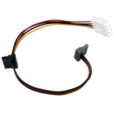 Convert Molex 4-pin to 2 SATA 15-pin Cables (Cable Length 50cm) - Use Molex 4-pin power supply to expand device SATA power supply