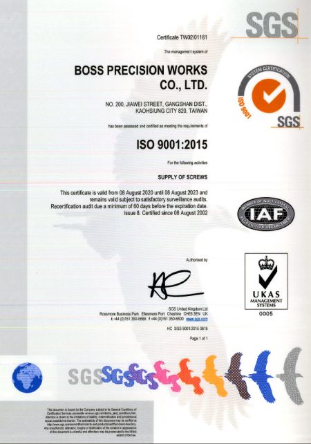 Certifikát ISO-9001:2015 SGS#TW02/01161