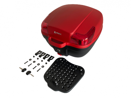 K-MAX K11 Motorfiets topkoffer is uitgerust met (1) onderplaat*1 set (2) externe hangijzeren stukken*4 (3) moer*4 (4) ring*4 (5) schroef*4 (6) sleutel*2