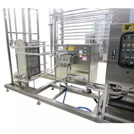 Pasteurizadores HTST - Sistema de pasteurización HTST con intercambiador de calor de placas y marcos.