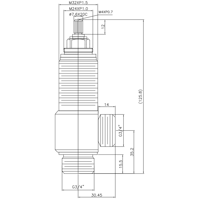 3/4 Tiga Perempat Inci SV207 Tipe Badan Samping M32XP1.5 Benang Badan G3/4" Masukan G3/4" Keluaran Katup Kasar Widespread
