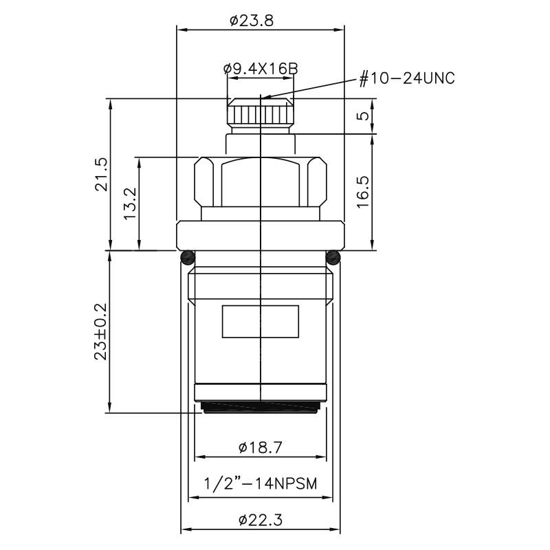 Rubinetto a due maniglie in ottone da 1/2 pollice, tipo H01, 9.4 X 16B denti, tipo di broccatura 101, filettatura 1/2"-14NPSM, gira in senso orario a 90 gradi per chiudere, cartuccia ceramica