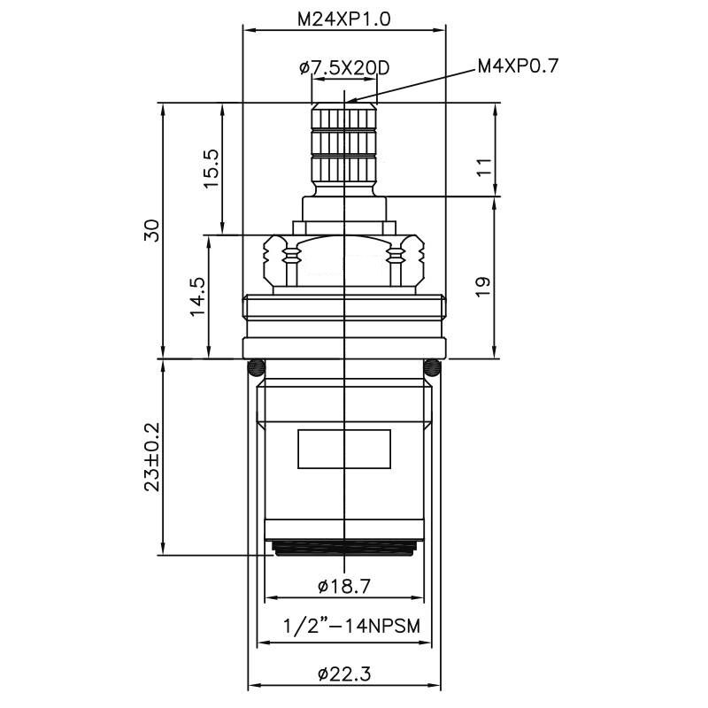 Rubinetto a due maniglie da 1/2 pollice 7.5 X 20D Denti 1/2"-14NPSM Gira in senso orario a 90 gradi Ottone Cartuccia ceramica